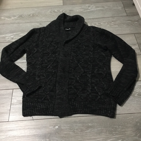 CARBON Cable Knit Black/Gray Cardigan size M - Picture 1 of 13